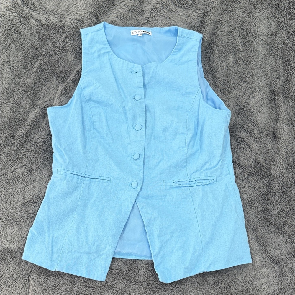 Fashion Nova Light Blue Sleeveless Blouse
